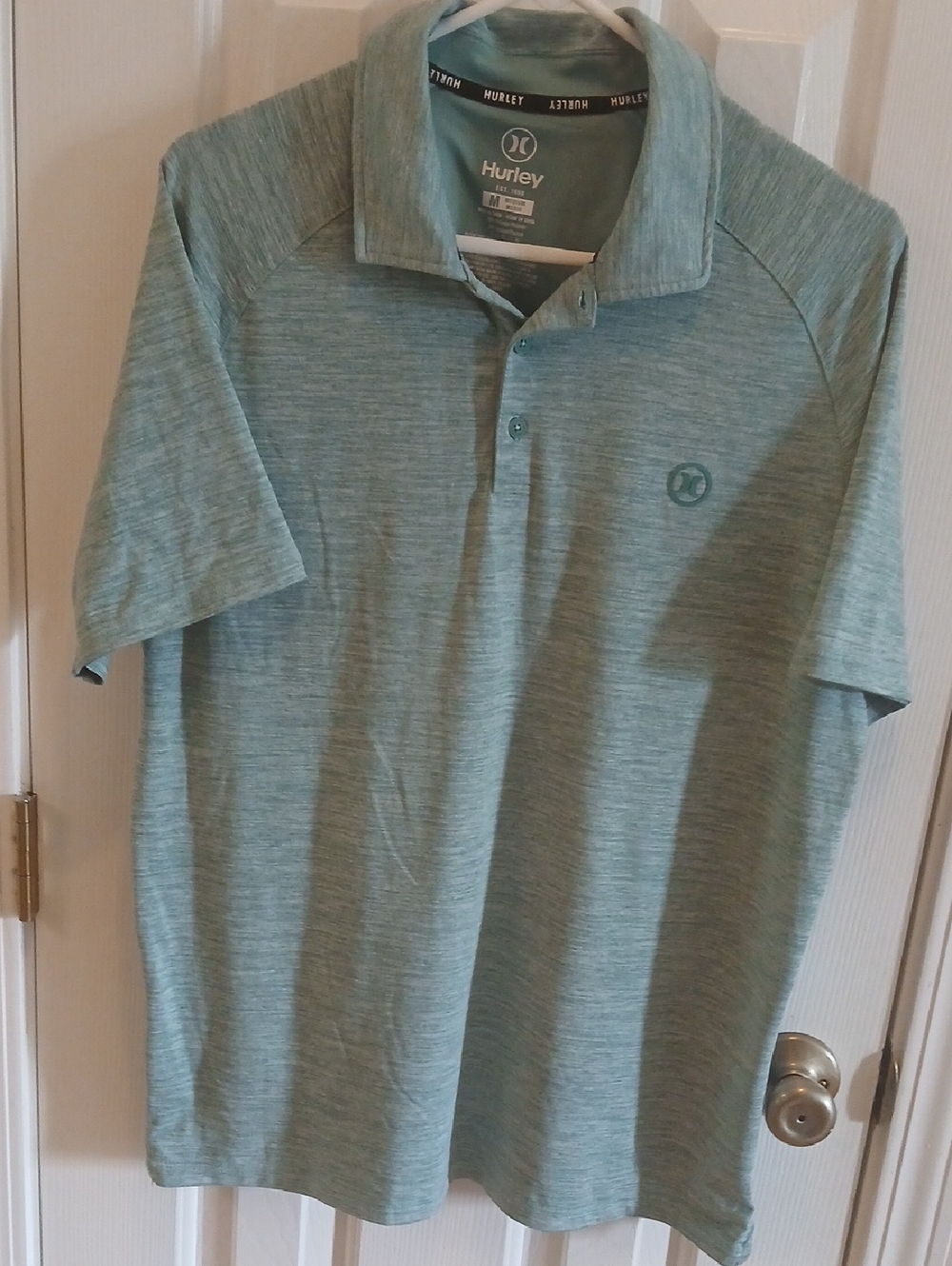 Hurley Men’s Teal Heather Polo Shirt, Size M